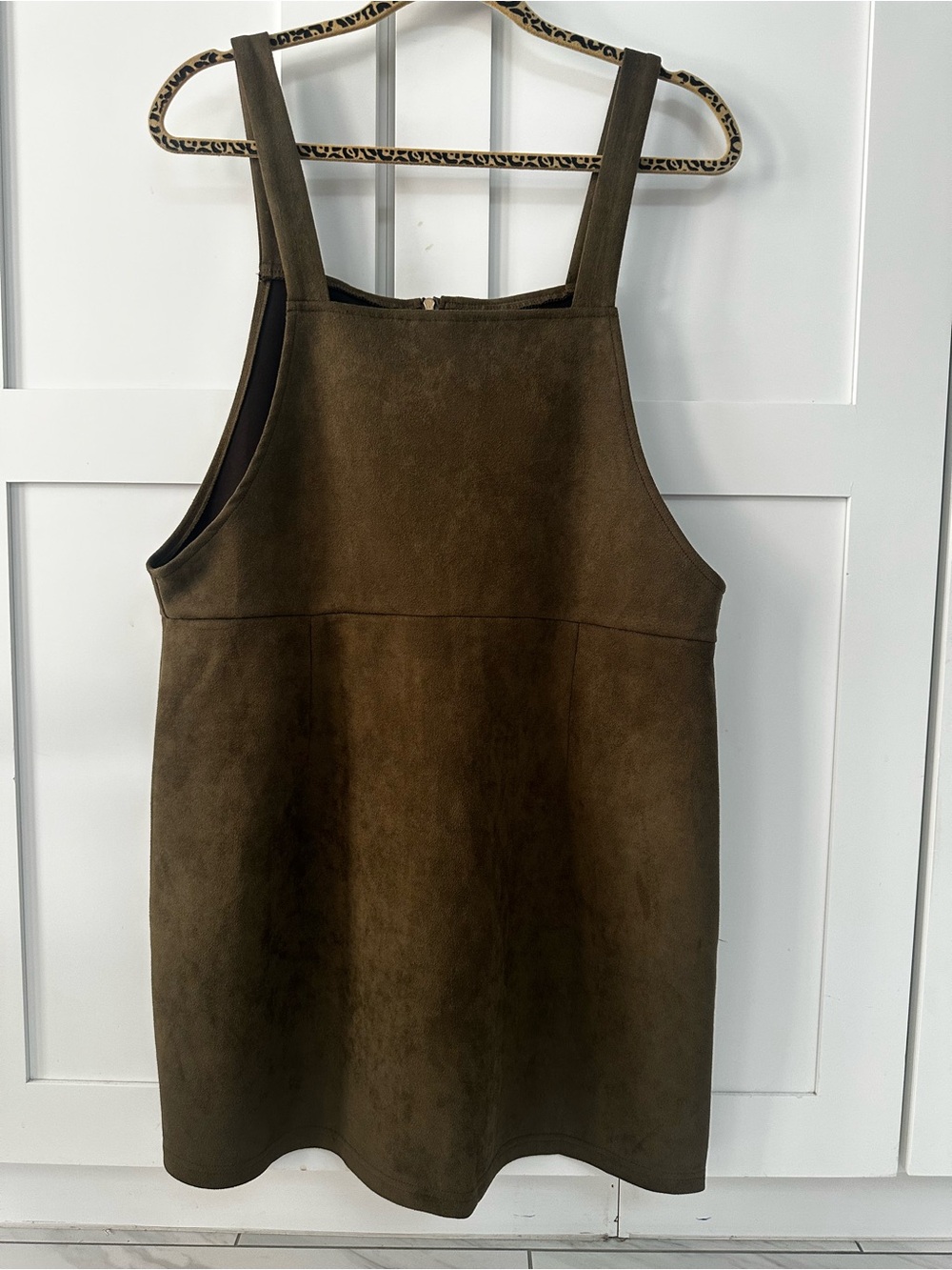 Cupshe Brown Faux Suede Pinafore Dress